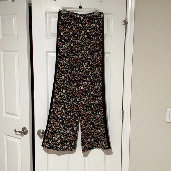 Tory Burch Wide Leg Pants Black/Floral Print Size 2 - Picture 5 of 9